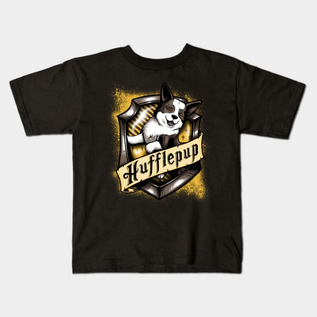 Hairy Pupper House Hufflepup Kids T-Shirt by dauntlessds